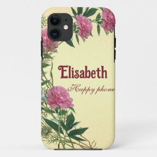 Custom floral rustic peony themed personalised iPhone 11 case