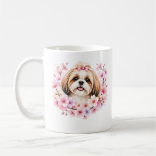 Custom Floral Shih Tzu Dog Mom Coffee Mug