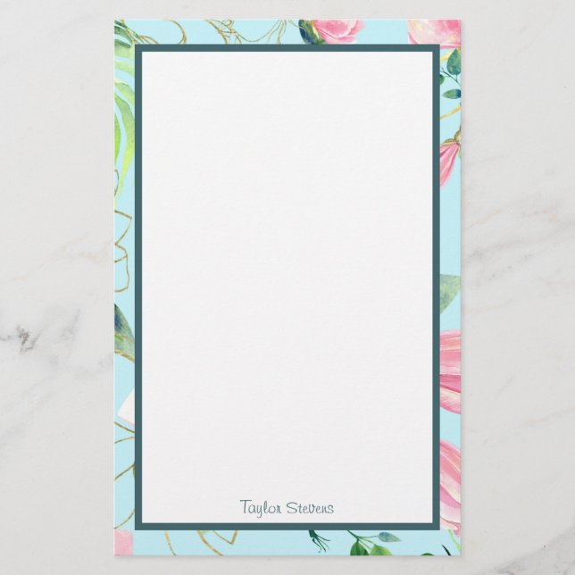Custom Floral Stationery (Front)