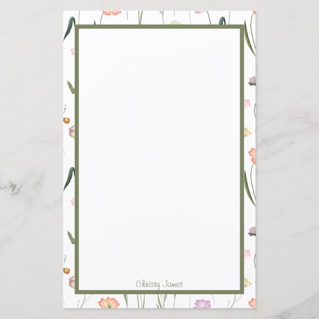 Custom Floral Stationery (Front)