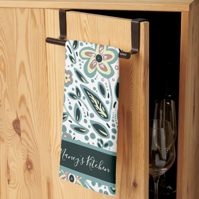 Custom Floral  Tea Towel (Thirds Fold)