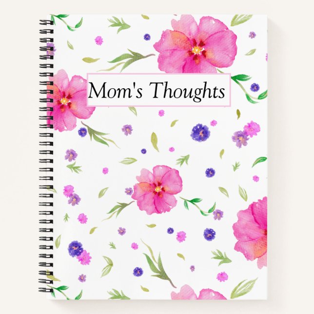 Custom Floral Teacher Gift Watercolor Notebook (Front)