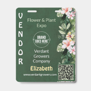 Custom Floral Trade Show Event Name ID Badge