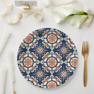 Custom Floral Vintage Elegant 4th July Paper Plate