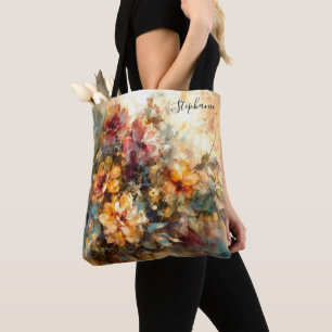Custom Floral Watercolor Art Tote Bag