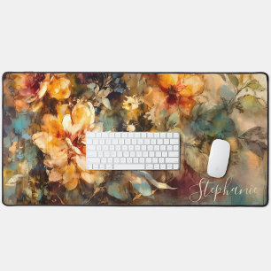 Custom Floral Watercolor Bloom Desk Mat