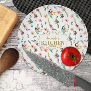 Custom Floral Watercolor Kitchen Cutting Board