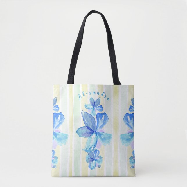 Custom Floral Watercolor Tote Bag (Front)