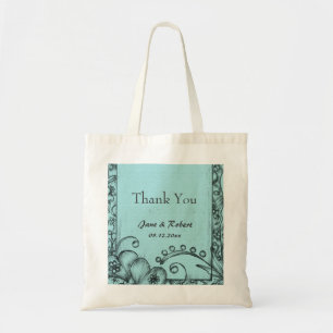 Custom floral wedding favour thank you bag. tote bag
