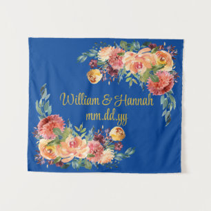 Custom Floral Wedding Reception Photo Booth Prop Tapestry