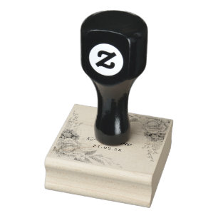 Custom Floral Wedding Stamp-Elegant Personalised Rubber Stamp