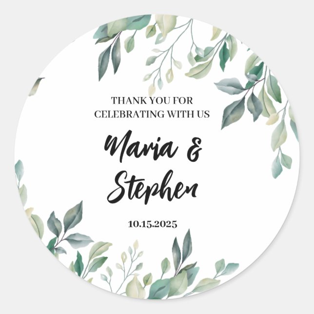 Custom Floral Wedding Stickers for Cookies Bag (Front)