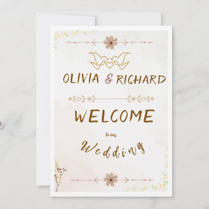 Custom Floral Wedding Welcome Sign Invitation