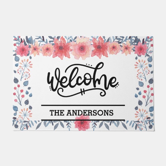CUSTOM Floral Welcome Doormat (Front)