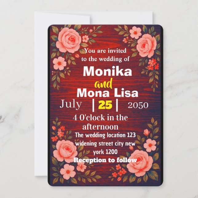 Custom floral widening  invitation (Front)