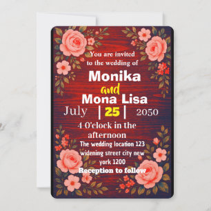 Custom floral widening invitation