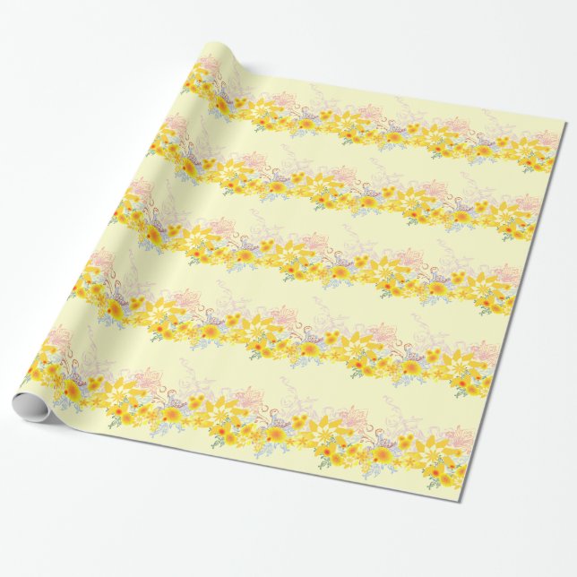 Custom Floral Wrapping Paper (Unrolled)