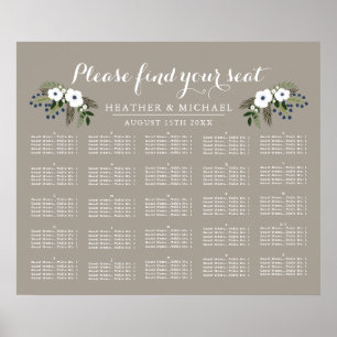 Custom Floral Wreath - Alphabetical Seating Chart