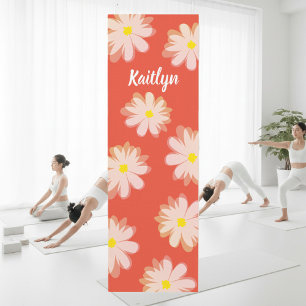 Custom floral yoga mat with daisy flower design