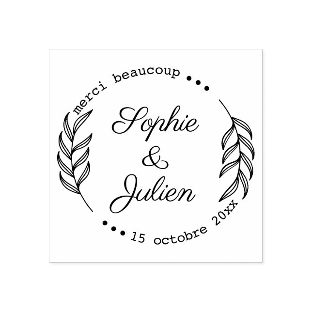 Custom, Florale, Thank You Rubber Stamp (Imprint)