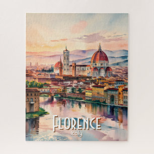Custom Florence Duomo Cathedral Watercolor Skyline Jigsaw Puzzle