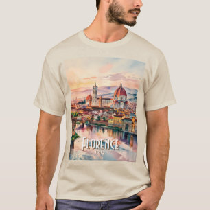 Custom Florence Duomo Cathedral Watercolor Skyline T-Shirt