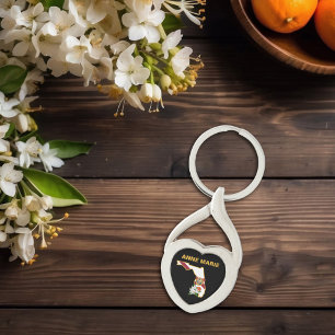 Custom Florida Flag State Flower Orange Blossom Key Ring