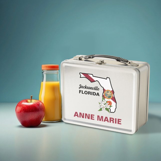 Custom Florida Flag State Flower Orange Blossom Metal Lunch Box (Creator Uploaded)