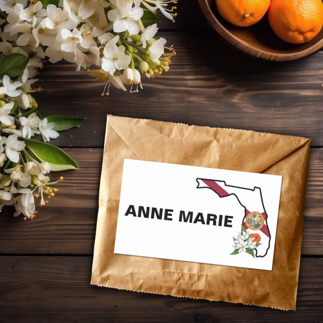 Custom Florida Flag State Flower Orange Blossom Rectangular Sticker (Creator Uploaded)