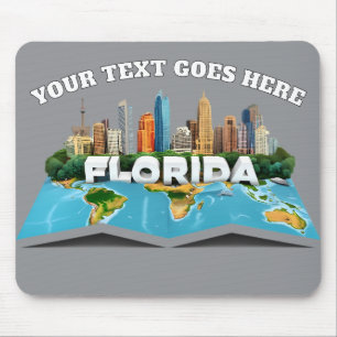 Custom Florida Map & Skyline - Personalised Text Mouse Mat