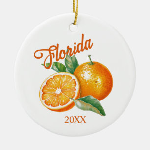 Custom Florida Orange Ceramic Tree Decoration