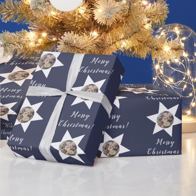 Custom Florist Photo 'Merry Christmas' Violet Wrapping Paper (Holidays)