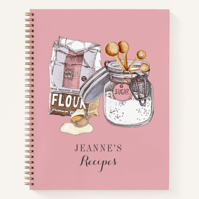 Custom Flour Sugar Measuring Spoons Recipe Notebook (Front)