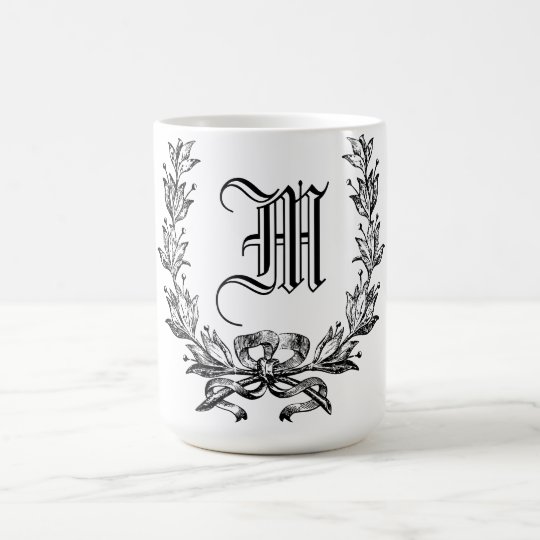 Custom flourish name initial coffee mug