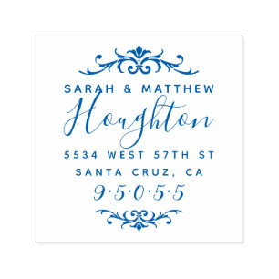 Custom Flourish Wedding Couple Return Address Self-inking Stamp