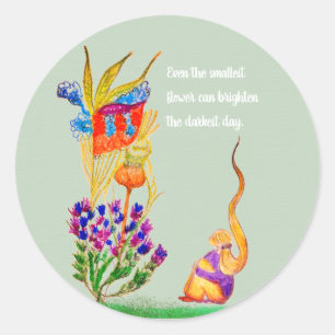 Custom Flower and girl Classic Round Sticker