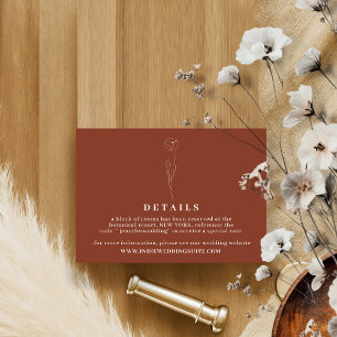 Custom Flower Boho Terracotta wedding Details Invitation