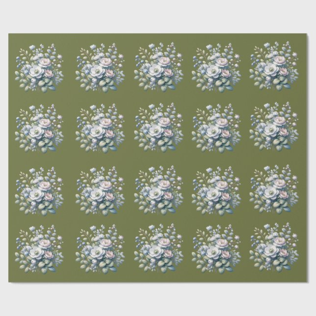 Custom flower design  wrapping paper (Flat)