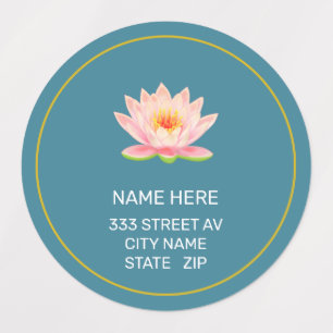 Custom Flower on Elegant Blue Labels