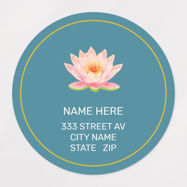 Custom Flower on Elegant Blue Labels (Design 1)