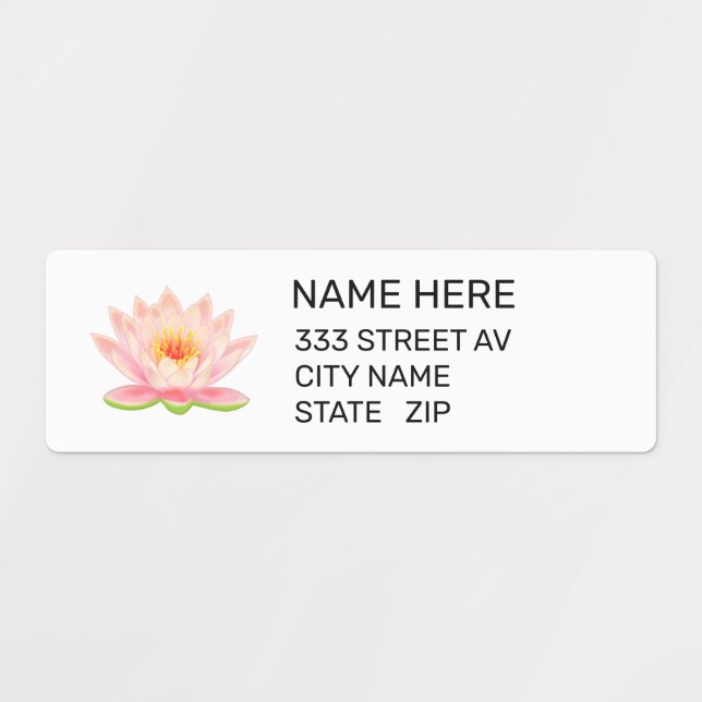 Custom Flower on White Address Sticker (Design 1)