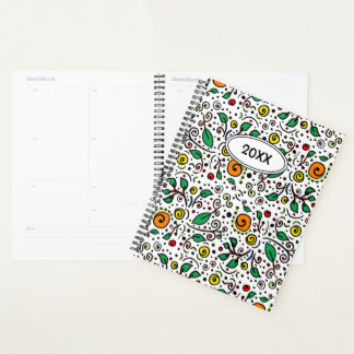 Custom Flower Pattern orange Swirl Berry White - Planner