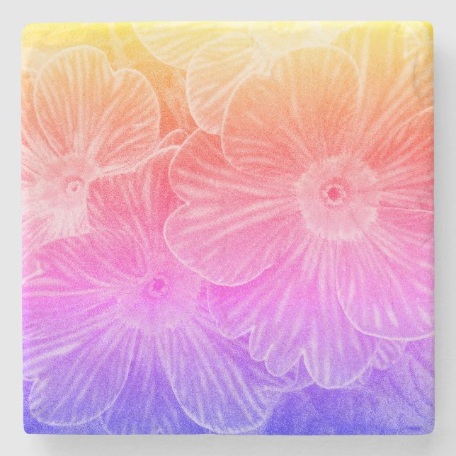 Custom flower photo square marble stone coaster (Front)