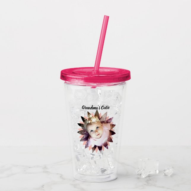 Custom Flower Shape Custom Photo Template Acrylic Tumbler (Back Ice)