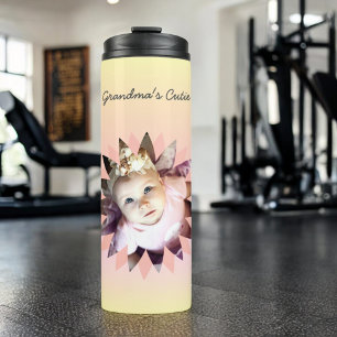Custom Flower Shape Photo Pastel Ombre Borders Thermal Tumbler
