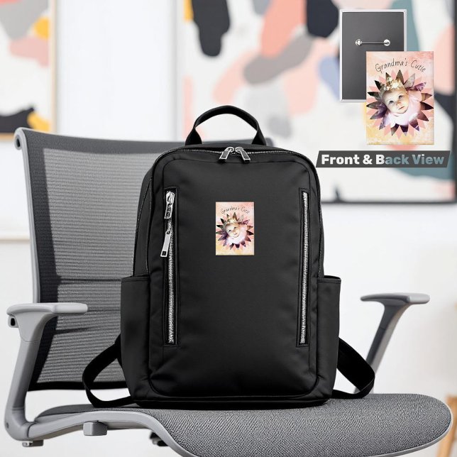 Custom Flower Shape Photo Pastel Watercolor (pull back pin / vertical button custom photo & template text)