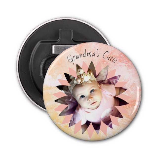 Custom Flower Shape Photo Pastel Watercolor Bottle Opener (Front)