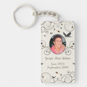 Custom Flowers and Swirls Memorial Keepsakes Poem Key Ring