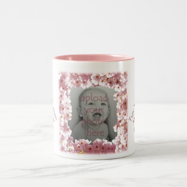 Custom Flowers Mug Personalised Pink Blossoms Cup (Center)