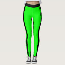 Custom Fluorescent Green & Black Stripes Leggings
